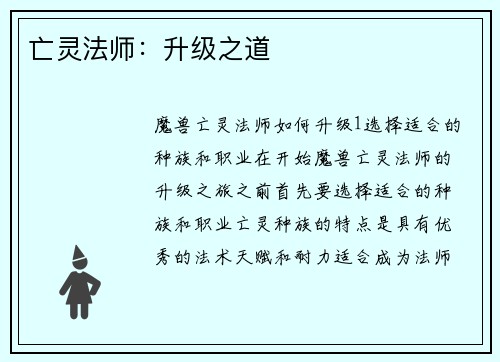 亡灵法师：升级之道